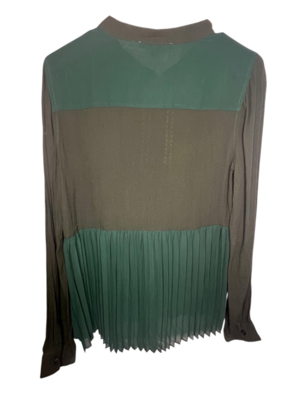 NWT Miss Me Green Long Sleeve Embroidered Pleated Tunic Blouse - Picture 4 of 4